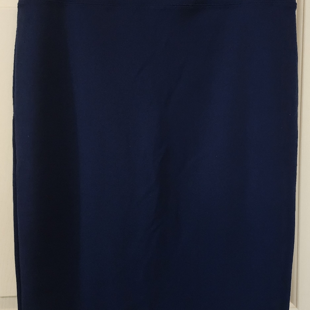 Navy Blue High Waist Stretch Knit Pencil Skirt